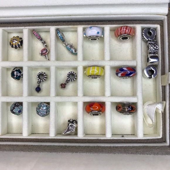 Sterling Silver Pandora Bracelets, Charms and Suede Jewelry Box. - Picture 6 of 8